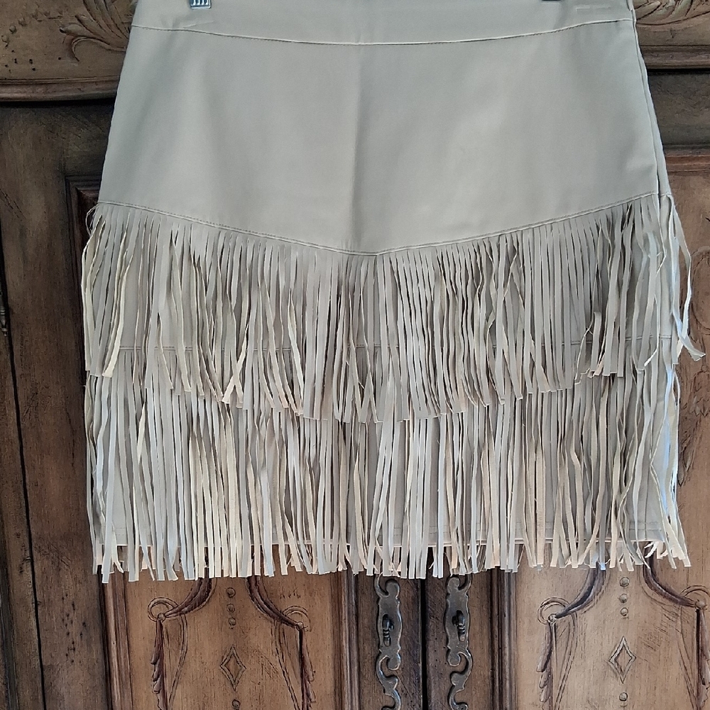 Altar'd State Cream Fringe Mini Skirt